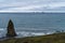 Sea stacks off the shore on an overcast day at Cape Blanco State Park, Oregon, USA