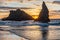 Sea stacks on the Oregon coast at sunset