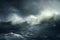 sea storm, dark dramatic stormy sky with cumulus clouds over waves for abstract background