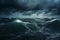 sea storm, dark dramatic stormy sky with cumulus clouds over waves for abstract background