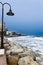 Sea storm on wharf in Torremolinos