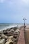 Sea storm on wharf in Torremolinos