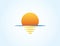The sea and the sun with reflection on the surface of the ocean colorful logo for business organization vector illustration