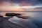 Sea sunrise at the Black Sea coast near Ravda, Bulgaria. Rocky sunrise