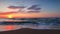 Sea sunrise over tropical exotic beach coast