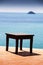 Sea with Table or Chair on Tiling Floor.