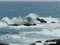 When the sea tide rises, strong and powerful blue waves advance to the coast, forming a wave of curved waves at Taitung ,Taiwan.