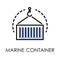 Sea transportation, industrial marine container isolated icon