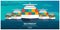 Sea transportation logistic. Sea Freight. Maritime shipping. Merchant Marine. Cargo ship. Vector flat illustration.