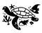 Sea turtle and aquatic animal silhouette, vector