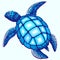 Sea Turtle Blue and Turquoise Vector illustration