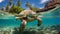 Sea Turtle Diving in the Ocean\\\'s Realm