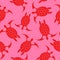 Sea turtle icon. Seamless pattern with red turtle turquoise on a pink background. EPS 10 Vector illustration