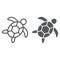 Sea turtle line and glyph icon, animal