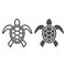 Sea turtle line and solid icon, ocean animals concept, tortoise sign on white background, Turtle silhouette icon in