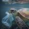 Sea Turtle Plastic Pollution. Generative AI