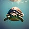 A sea turtle swims in the ocean. Animal Rescue