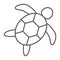 Sea turtle thin line icon, animal and underwater,