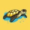 Sea Turtle Turquoise Oceanlife Cartoon Vector Art