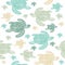 Sea Turtles colourful seamless pattern.