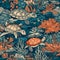 Sea Turtles and Coral Packaging Tile Pattern