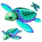 Sea Turtles Dance Oceanlife Vector Illustration