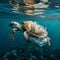 Sea turtles,majestic creatures the ocean, navigate through their habitat,but their serene journey is marred the heartbreaking