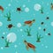 Sea turtles underwater vector seamless pattern design