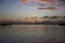 Sea under the scattered clouds at sunset  in Laguna de Bacalar - Quintana Roo - Cancun - Mexico