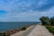 Sea view from concrete on a coastal beach for holidaymakers