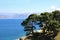 Sea view. Mountain view. Beautiful Ionian dark blue sea. Sky and sea. Beauty in nature