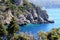 Sea view. Mountain view. Beautiful Paleokastritsa and ionian sea. Panorama of sea coast. Beauty in nature. Heart of