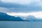 Sea view on a mountains, magical Turley. Cloudy mountaint, view from the sea. Travel or Vacation background