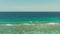 Sea, view from the shore. Horizontal background of blue sea. Panoramic view. Sea horizon and clear light blue sky -
