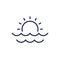 Sea view, sunset line icon