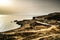 Sea view to Azure window natural arch, now vanished, Gozo island, Malta