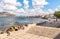 Sea view of Trapani on Mediterranean, Italy.