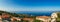 The sea view from the window. Montenegro Coast. The roofs of the