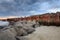 Sea Wall Rocky Coast Storm Clouds Folly Beach South Carolina