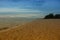 Sea water and beach and sky. Cold Warm Filter look Colorful