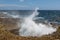 Sea water erupting from the blow hole