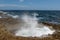 Sea water erupting from the blow hole