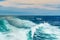 Sea water foam Ship track in the ocean Water texture. Ocean view Marine travel Cape cod Massachusetts
