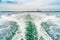 Sea water foam Ship track in the ocean Water texture. Ocean view Marine travel Cape cod Massachusetts