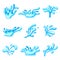 Sea water waves collection. Wave clipart, ocean flow game elements. Isolated cartoon river splash, energy blue liquid