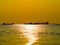 Sea waters with large ships around stock photograph