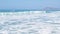 Sea wave foam on beach. Exotic paradise beach. Peaceful ocean wave at beach. Tropical beach resort for relax. Ocean wave