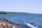 Sea wave on a granite beach