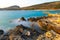 Sea wave during long exposure in Ksamil in Albania