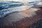 sea wave pebble shore close-up, abstract natural background